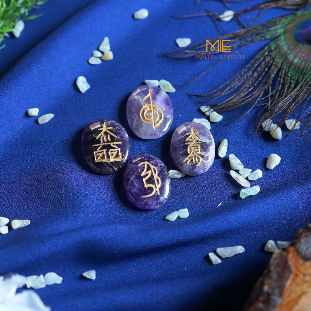 Natural crystal stone Reiki Symbol Usui Oval Set-Maitri Export | Crystals Store
