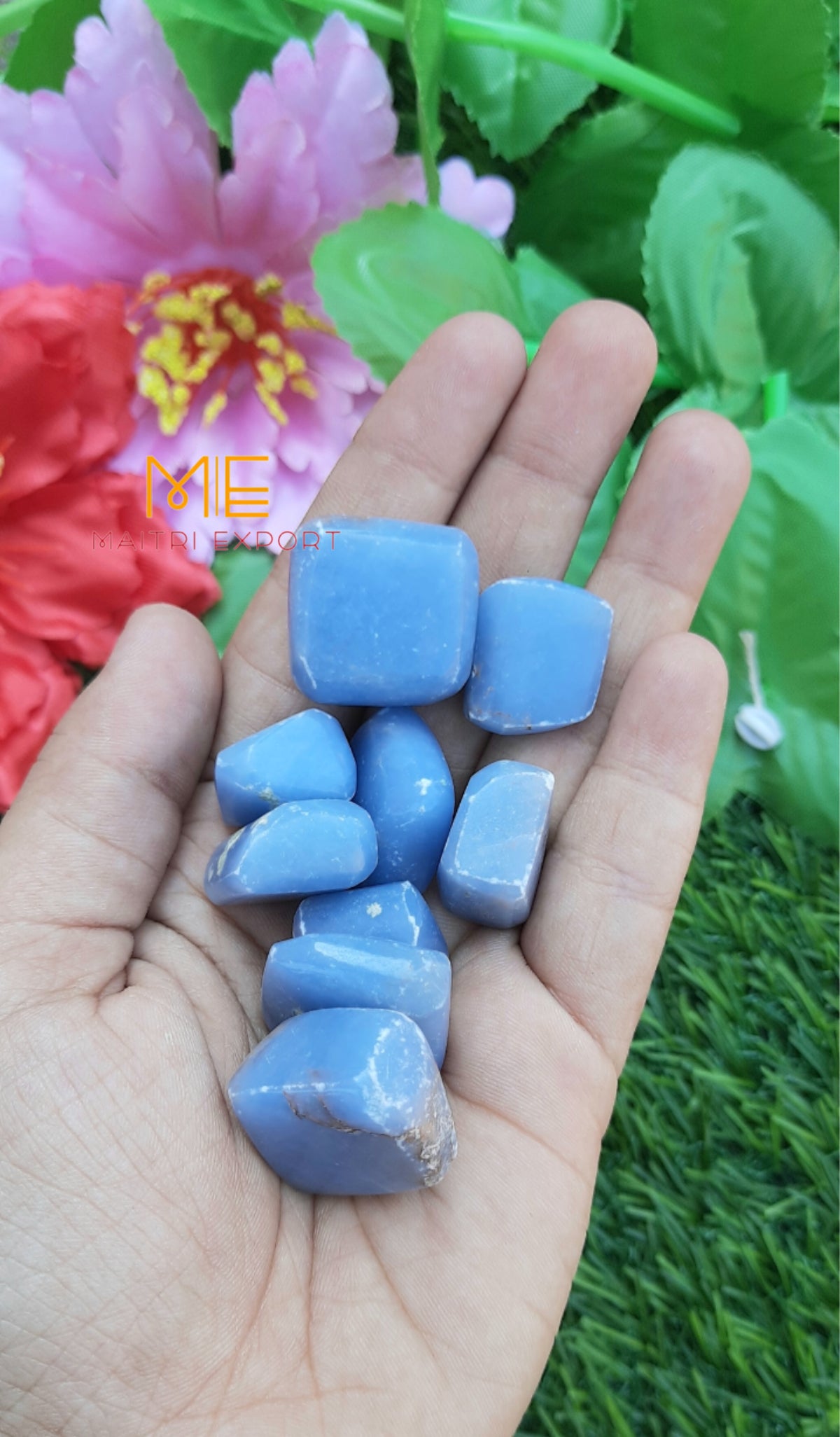 Angelite Natural Crystal Healing Stone Tumble / Pocket Stone-Maitri Export | Crystals Store