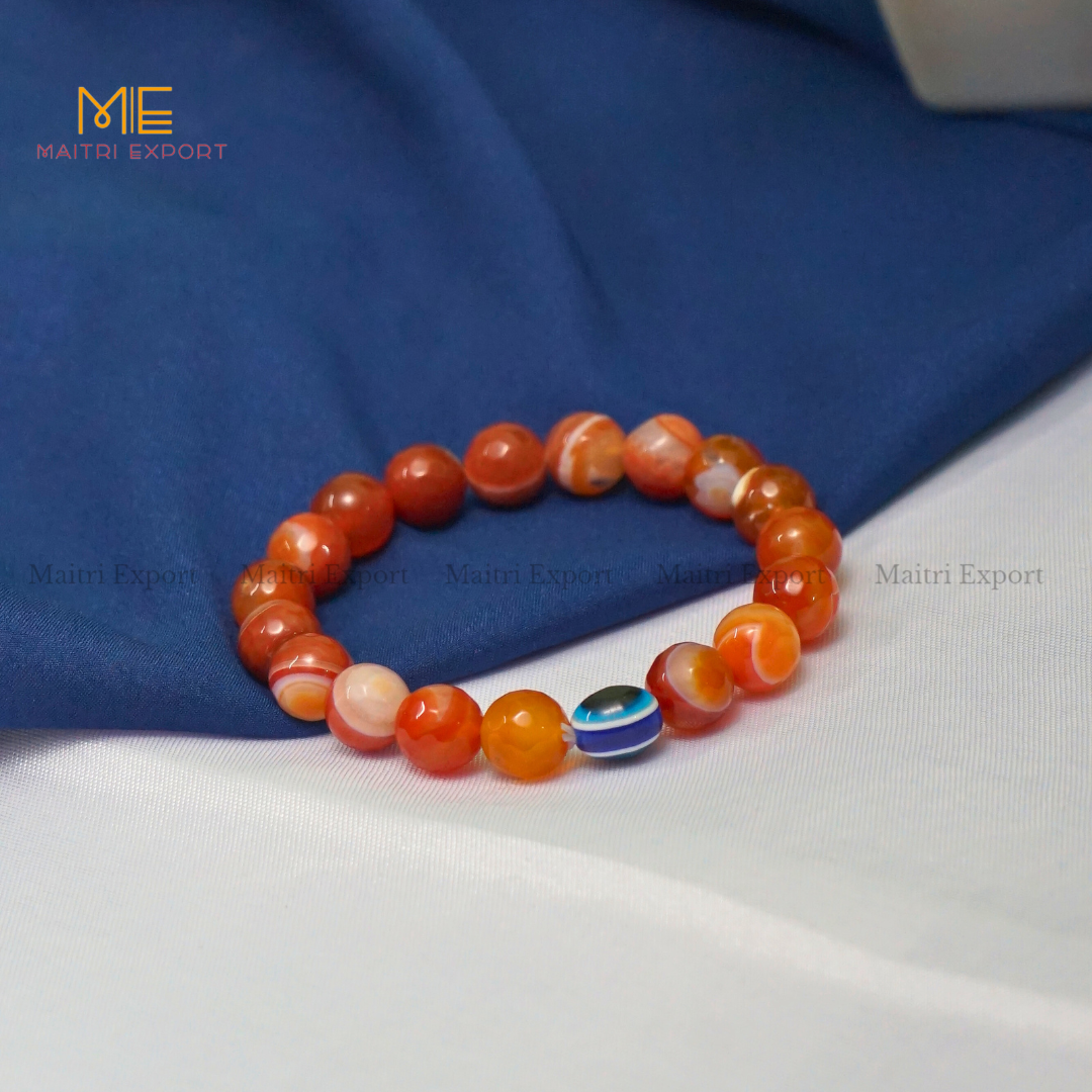 10mm crystal round beads Faceted With Evil Eye Bracelet-Carnelian-Maitri Export | Crystals Store