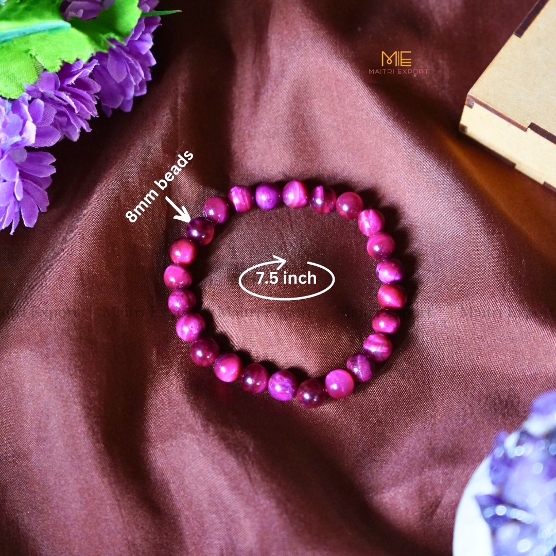 Pink Tiger Eye 8mm Natural Crystal Healing Bracelet-Maitri Export | Crystals Store