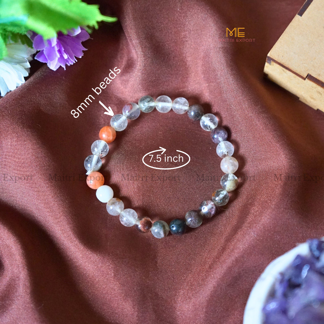Lodolite/Garden Quartz 8mm Crystal Healing Bracelet-Maitri Export | Crystals Store