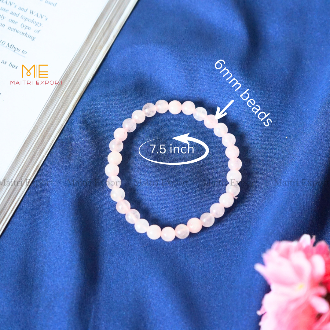 Rose Quartz Natural Crystal Healing Bracelet-Maitri Export | Crystals Store