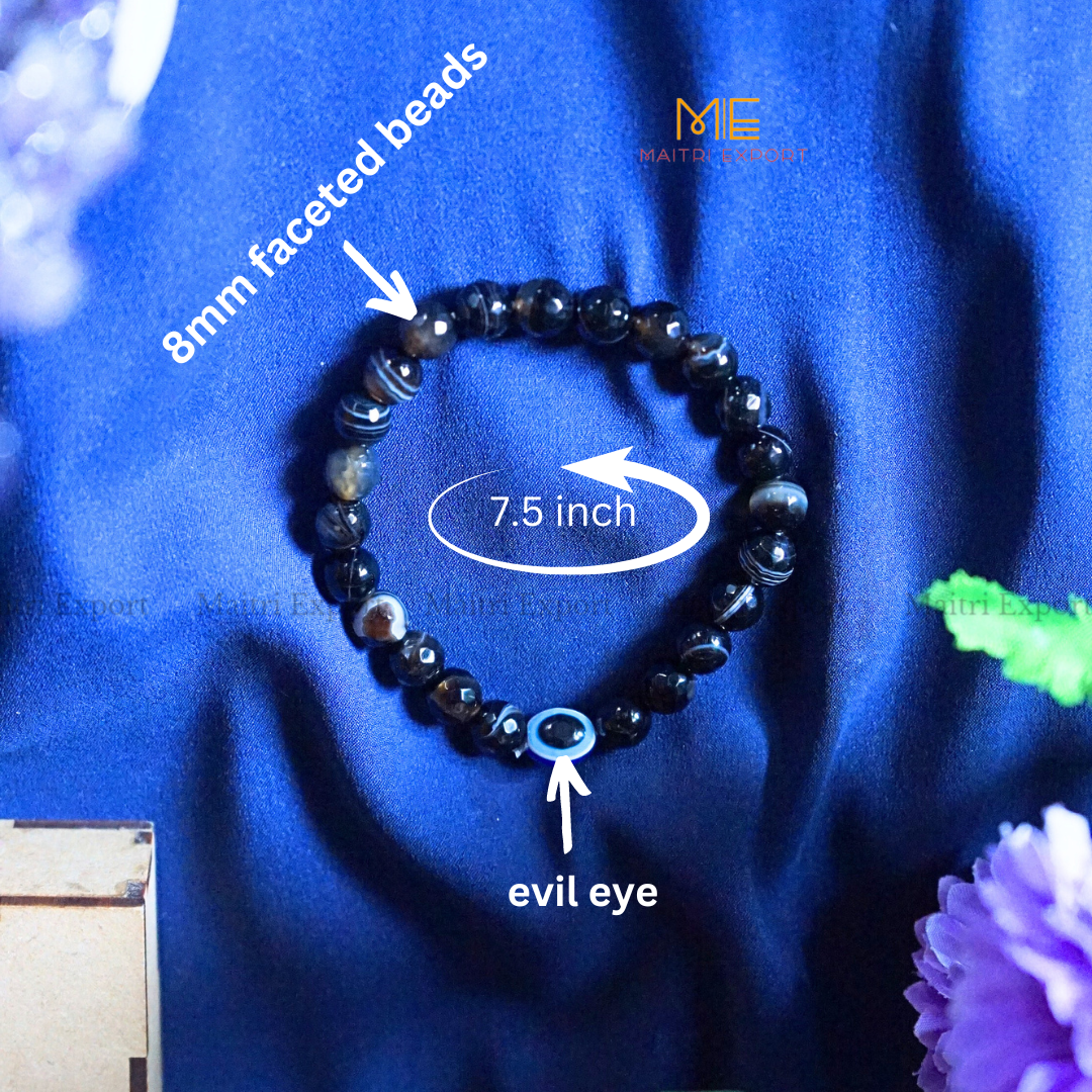 8mm faceted crystal beaded bracelet with evil eye-Maitri Export | Crystals Store