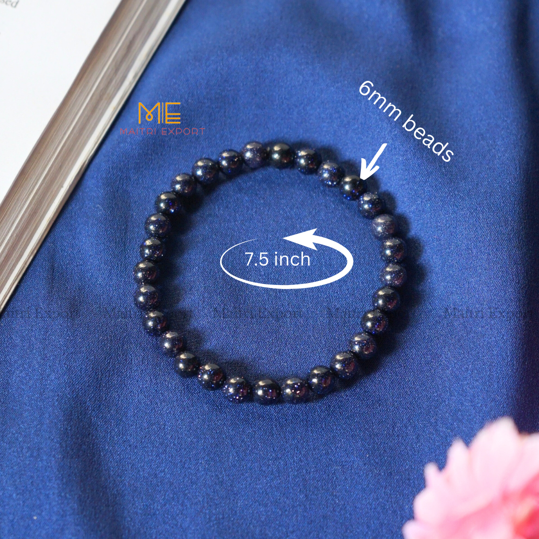 Blue Goldstone Natural Crystal Healing Bracelet-Maitri Export | Crystals Store
