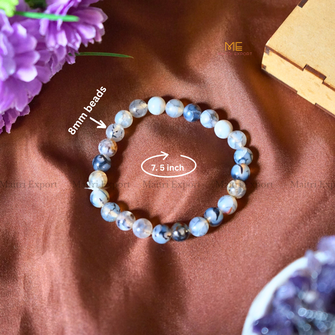 Dragon Vein Agate 8mm Natural Crystal Healing Bracelet-Maitri Export | Crystals Store