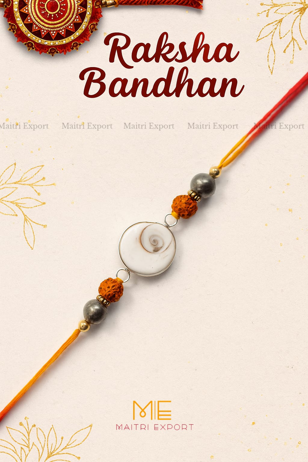 Trishakti rakhi - Gomtichakra, Rudraksha, and Pyrite-Simple-Maitri Export | Crystals Store