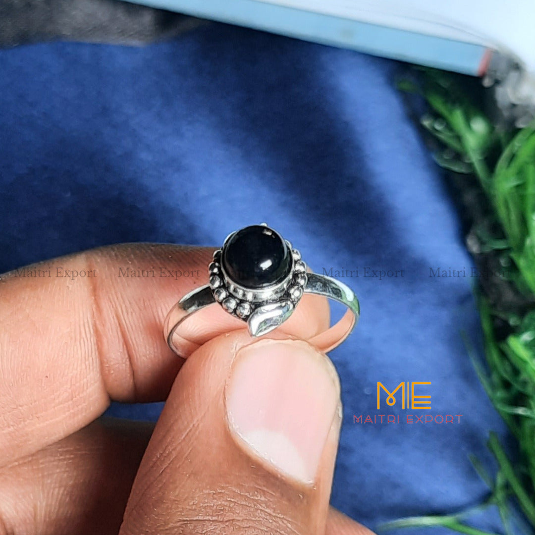 Natural Gemstone Crystal Adjustable Rings (1)-Black Obsidian-Maitri Export | Crystals Store
