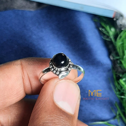 Natural Gemstone Crystal Adjustable Rings (1)-Black Obsidian-Maitri Export | Crystals Store