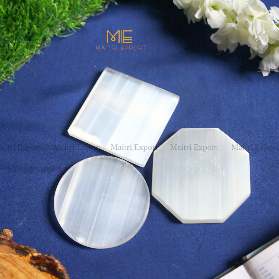 Natural selenite stone different shapes plain plate-Maitri Export | Crystals Store