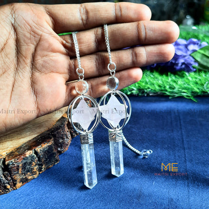 Natural Healing Crystal Stone Merkaba Star with Clear Quartz Pencil Pendulum-Rose Quartz-Maitri Export | Crystals Store