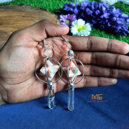 Natural Healing Crystal Stone Merkaba Star with Clear Quartz Pencil Pendulum-Sunstone-Maitri Export | Crystals Store