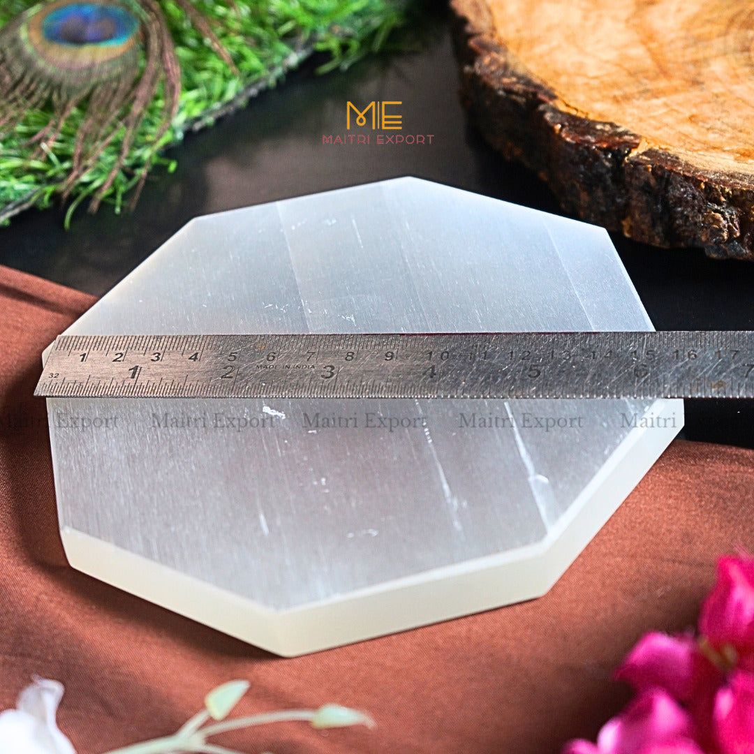 Natural selenite stone different shapes plain plate-Octagon-6 Inch-Maitri Export | Crystals Store