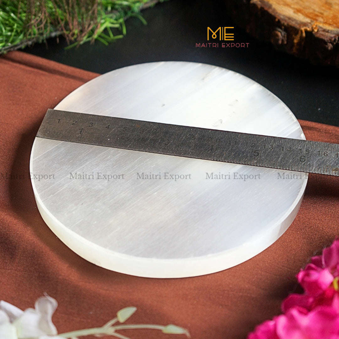 Natural selenite stone different shapes plain plate-Round-6 Inch-Maitri Export | Crystals Store