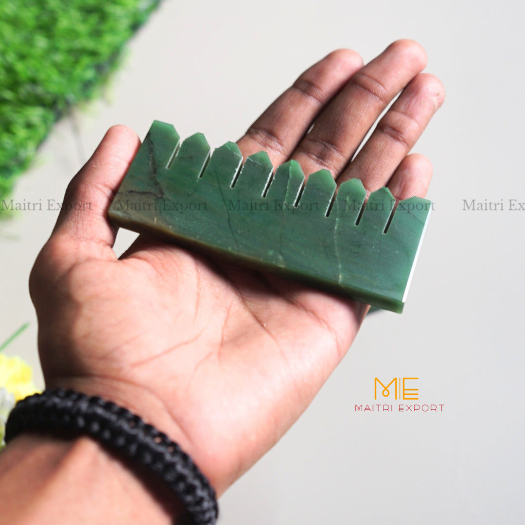 Natural Healing Crystal Stone Comb-Green Jade-Maitri Export | Crystals Store