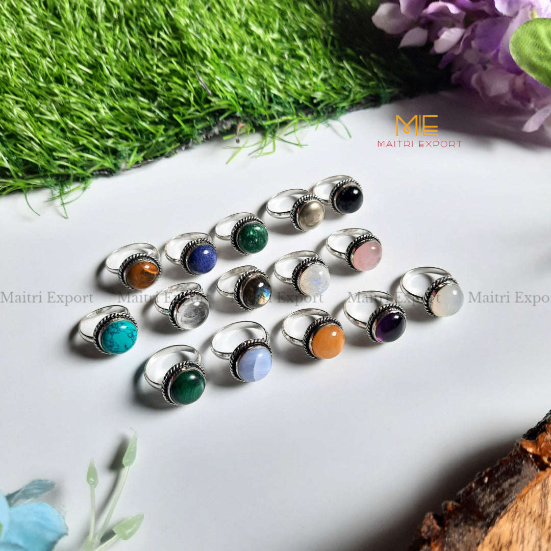 Round Gemstone crystal Adjustable rings – Maitri Export | Crystals Store