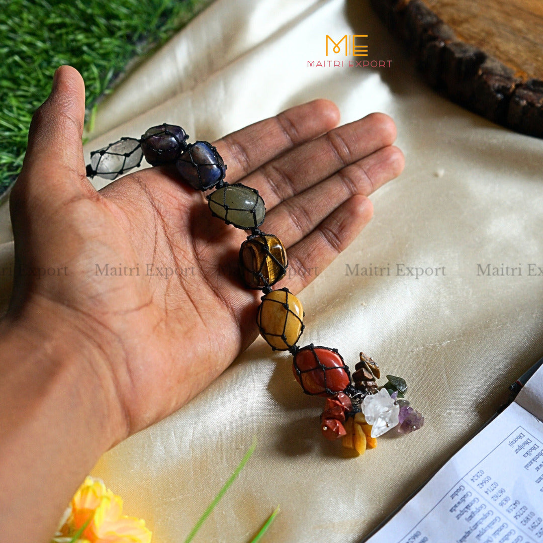 Natural Healing Crystal Stone Tumble Stone with Chips Hanger-7 Chakra-Maitri Export | Crystals Store