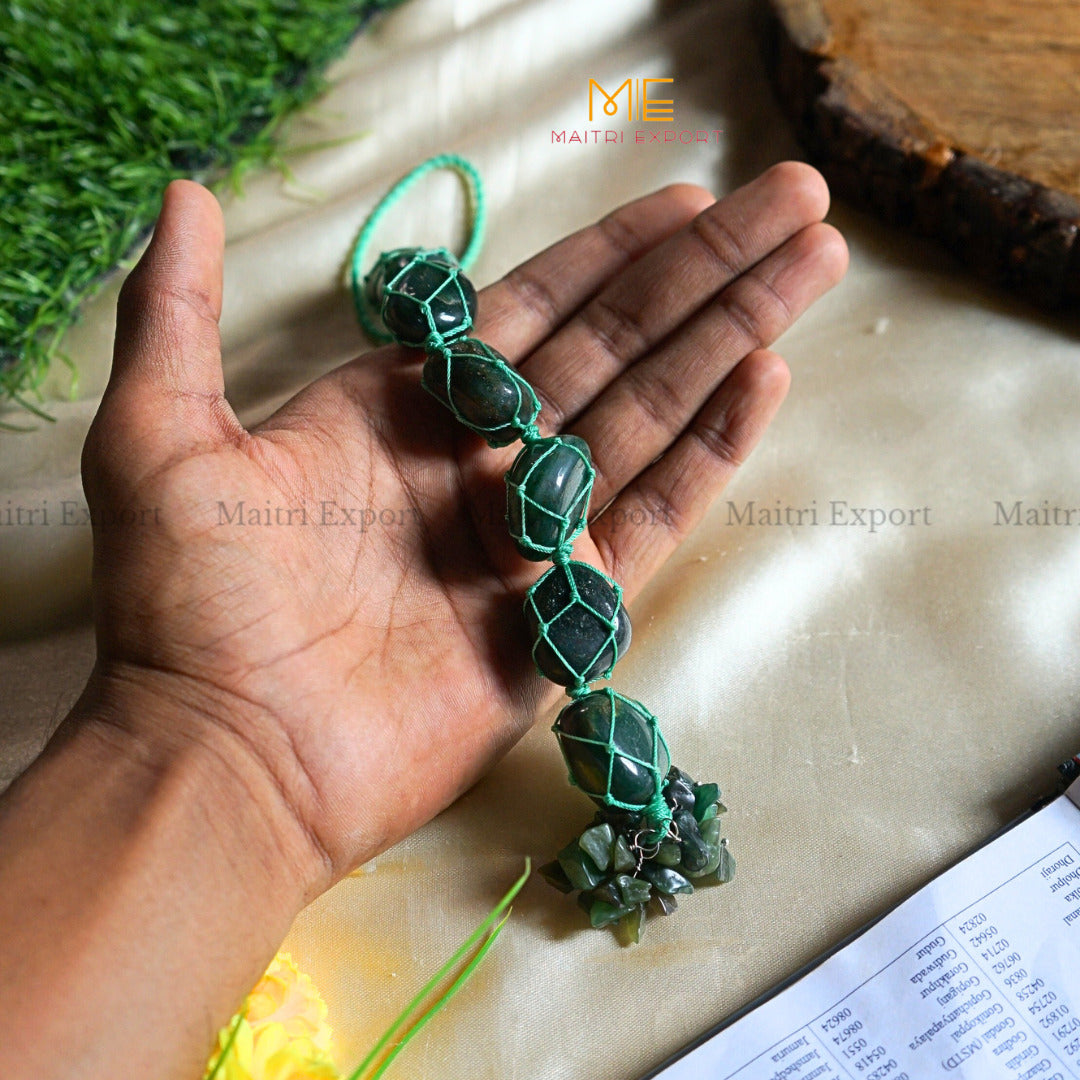 Natural Healing Crystal Stone Tumble Stone with Chips Hanger-Green Jade-Maitri Export | Crystals Store