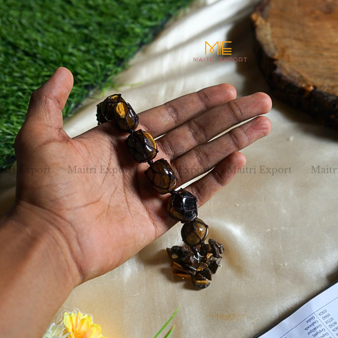 Natural Healing Crystal Stone Tumble Stone with Chips Hanger-Tiger Eye-Maitri Export | Crystals Store
