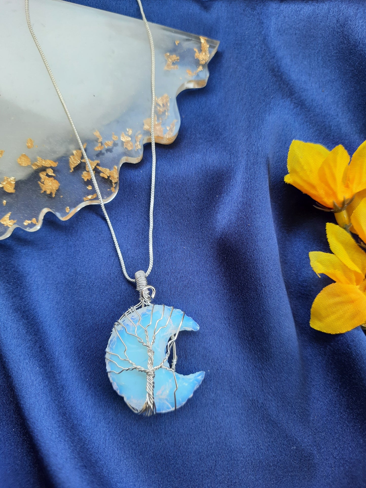 Crescent pendants without chain-Moon-Opalite-Maitri Export | Crystals Store