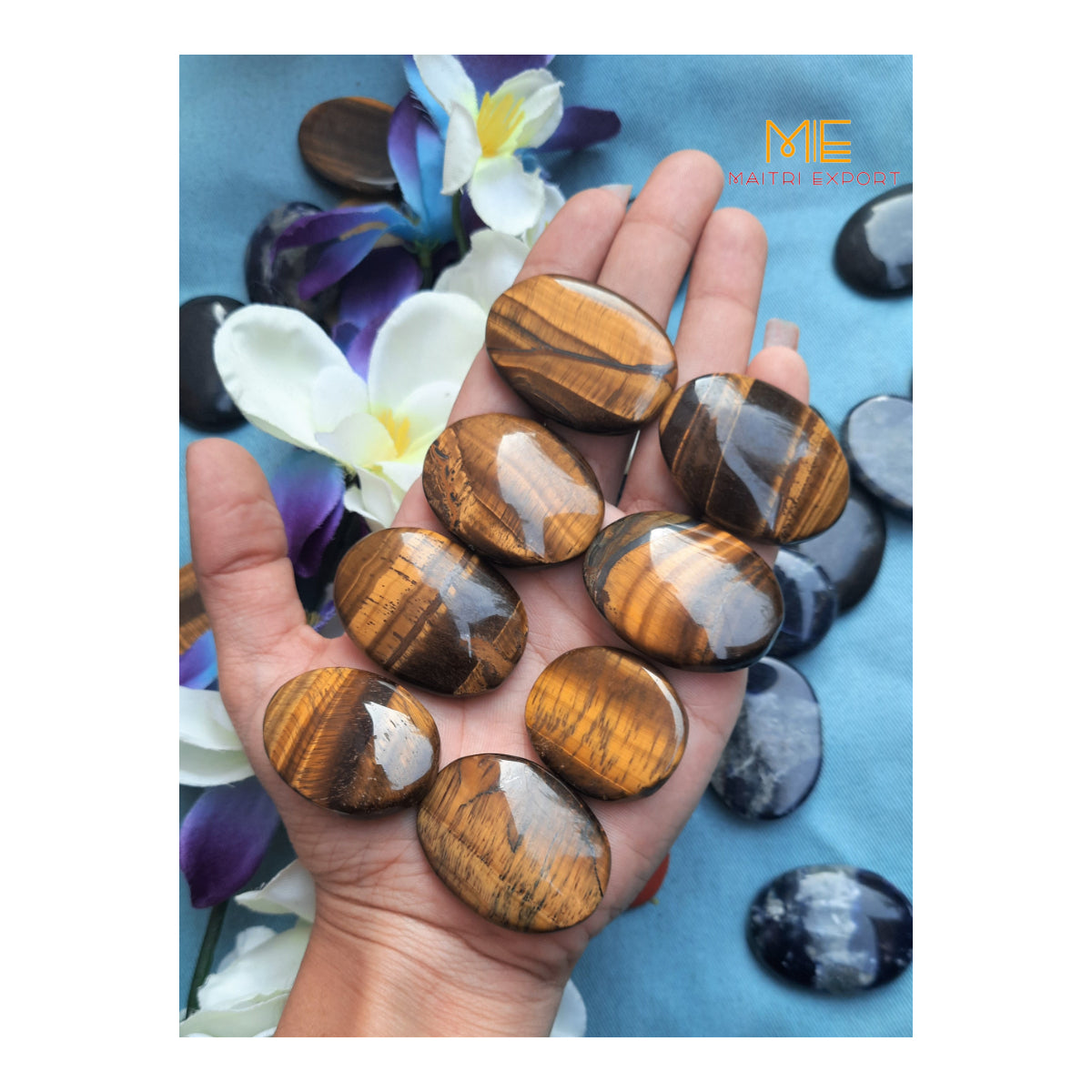 Crystal oval cabochon / mini palmstone-Tiger Eye-Maitri Export | Crystals Store