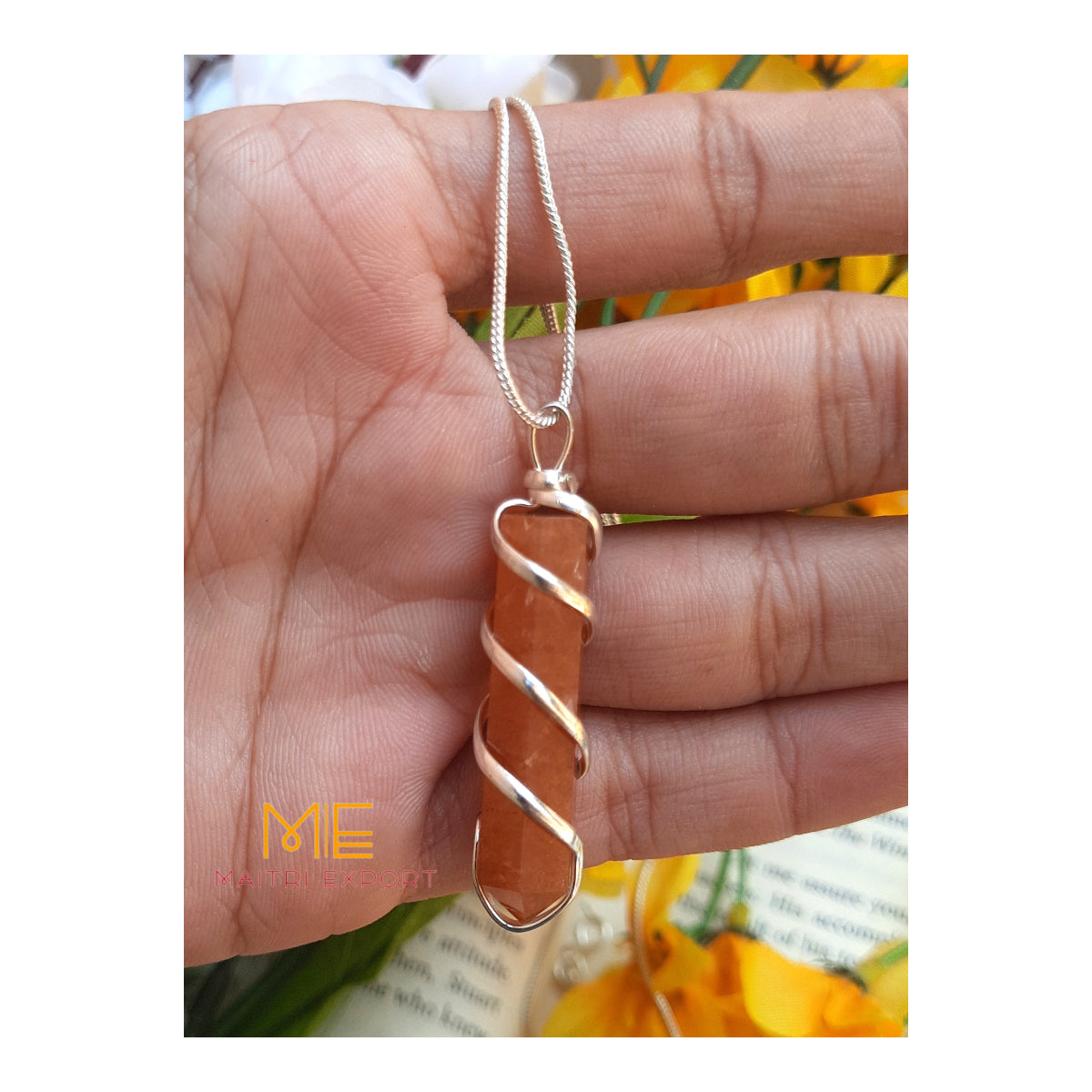 Single point wire wrapped pendant.-Carnelian-Maitri Export | Crystals Store