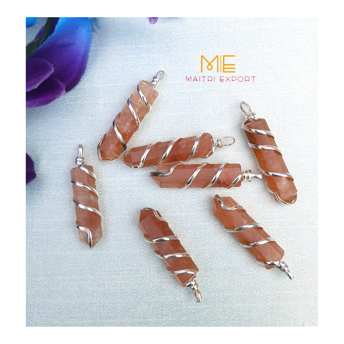 Single point wire wrapped pendant.-Maitri Export | Crystals Store