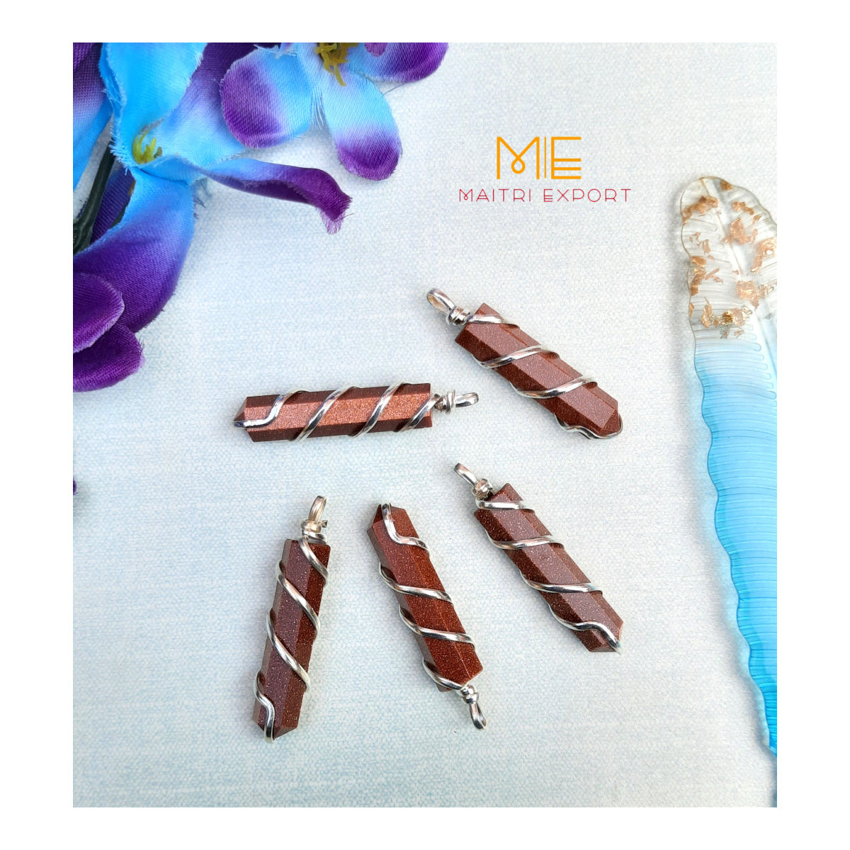 Single point wire wrapped pendant.-Maitri Export | Crystals Store