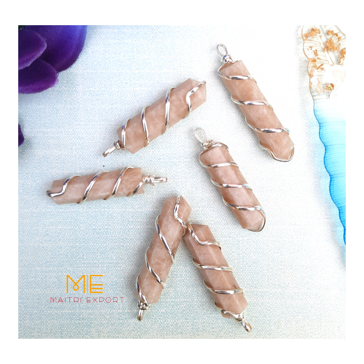 Single point wire wrapped pendant.-Maitri Export | Crystals Store