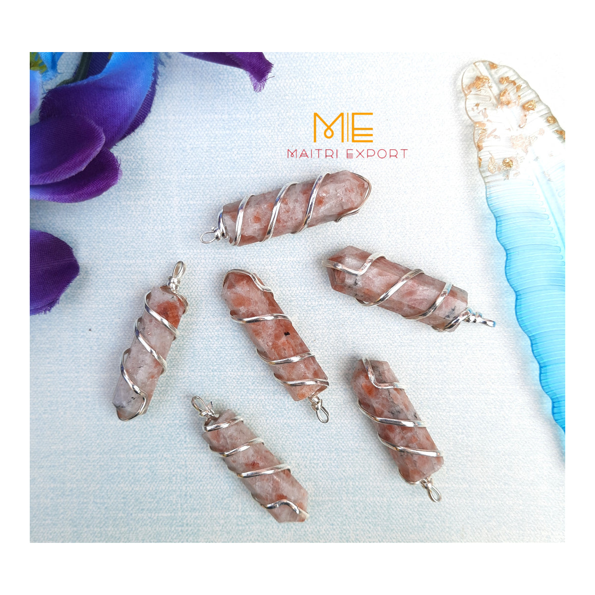 Single point wire wrapped pendant.-Maitri Export | Crystals Store