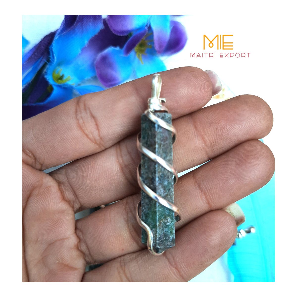 Single point wire wrapped pendant.-Ruby kyanite-Maitri Export | Crystals Store