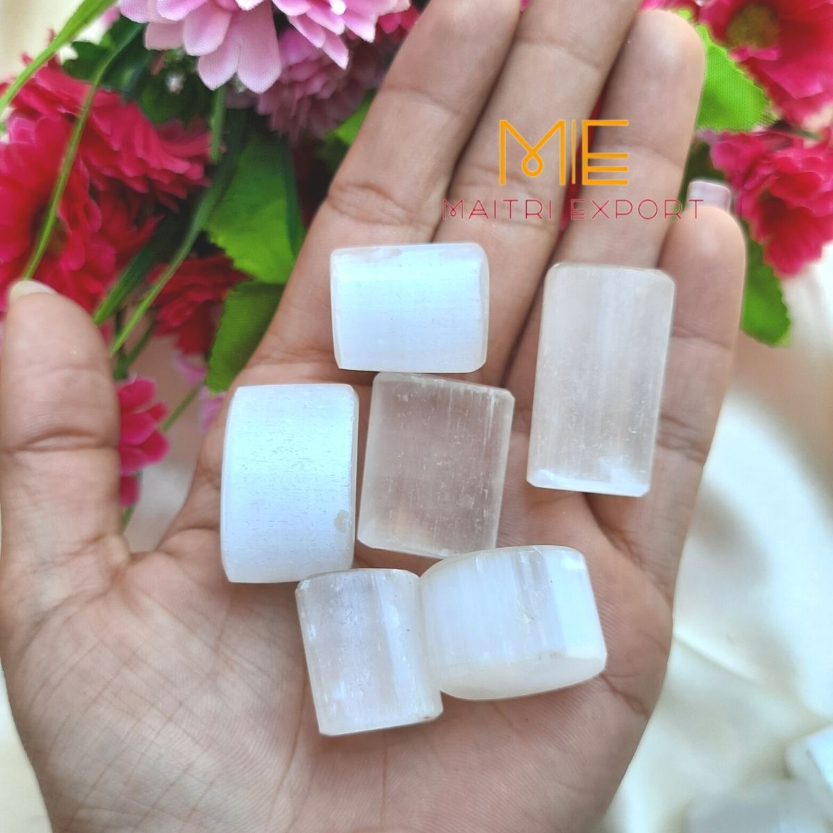 Selenite Natural Crystal Healing Stone Tumble / Pocket Stone-Maitri Export | Crystals Store