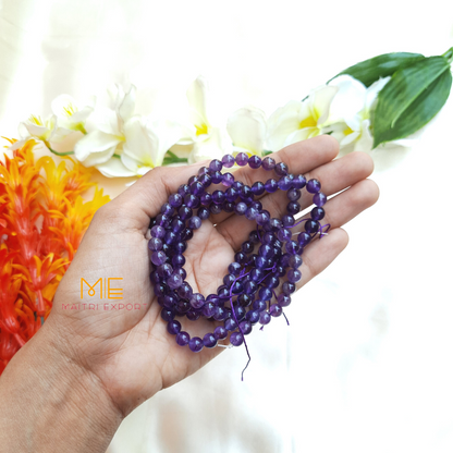 Amethyst Natural Stone Strand/Loose Beads Line For Making Necklace/Jewelry/Bracelet/Mala-6mm-Maitri Export | Crystals Store