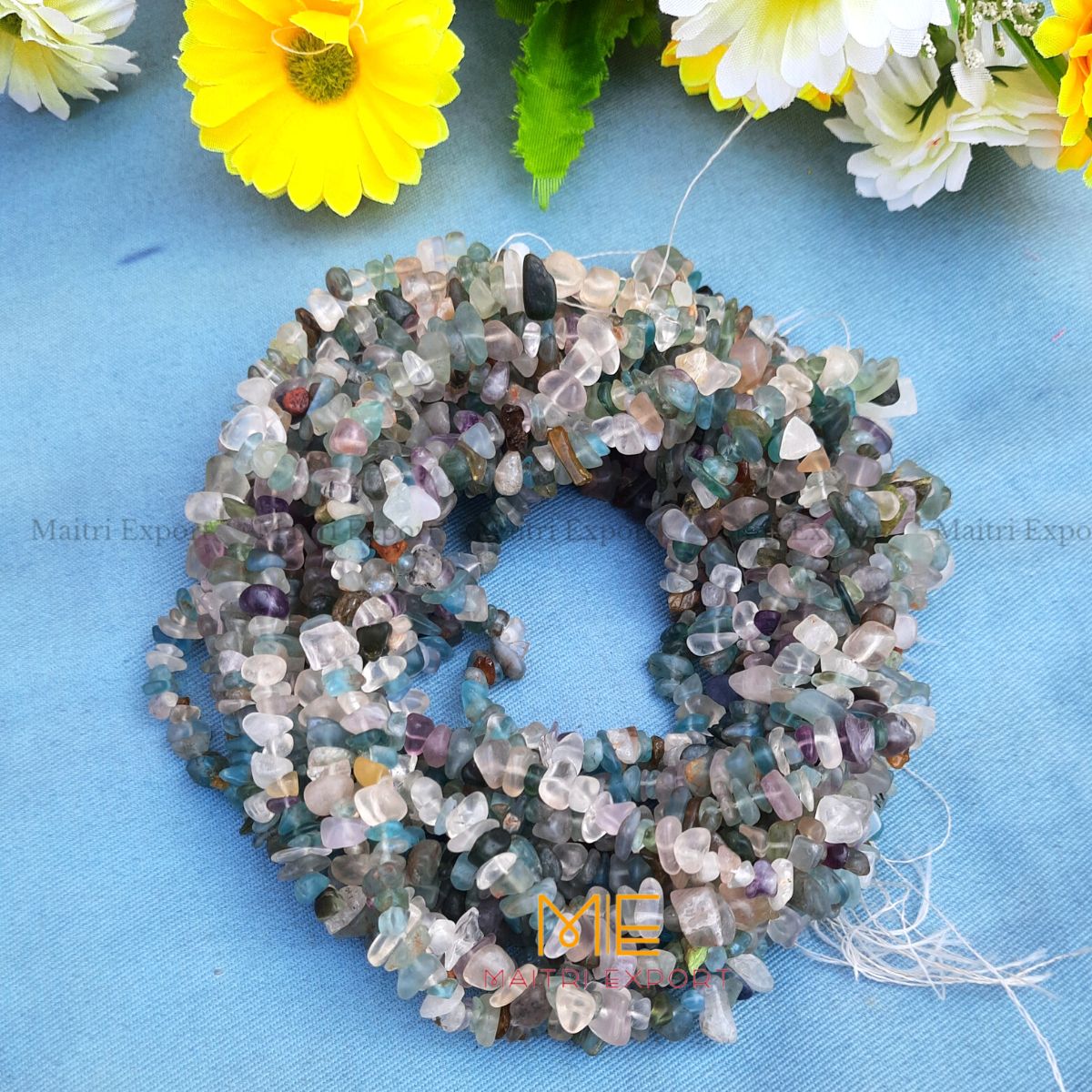 Crystal chips beads mala for bracelet / jewellery making ( 6 to 8 mm )-Maitri Export | Crystals Store