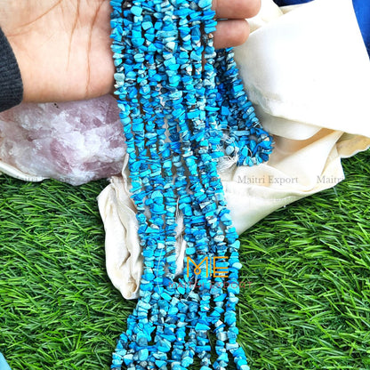 Crystal chips beads mala for bracelet / jewellery making ( 6 to 8 mm )-Turquoise-Maitri Export | Crystals Store