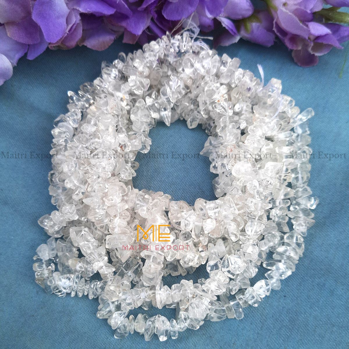 Crystal chips beads mala for bracelet / jewellery making ( 6 to 8 mm )-Maitri Export | Crystals Store