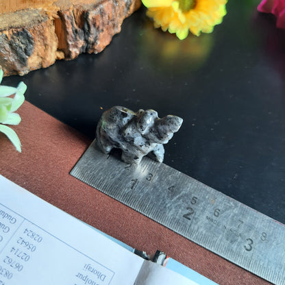 1 inch mini elephant crystal figurine-Larvakite-Maitri Export | Crystals Store