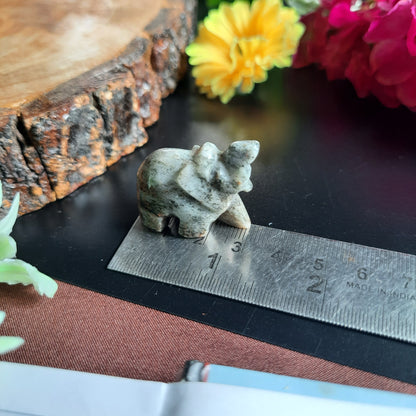 1 inch mini elephant crystal figurine-Moss Agate-Maitri Export | Crystals Store