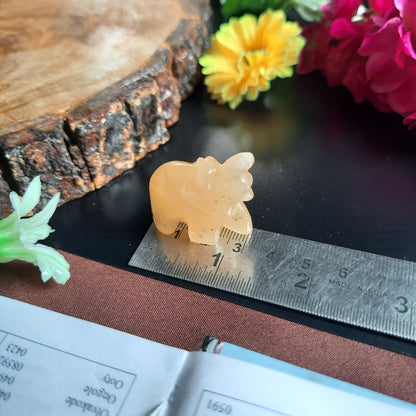 1 inch mini elephant crystal figurine-Calcite-Maitri Export | Crystals Store