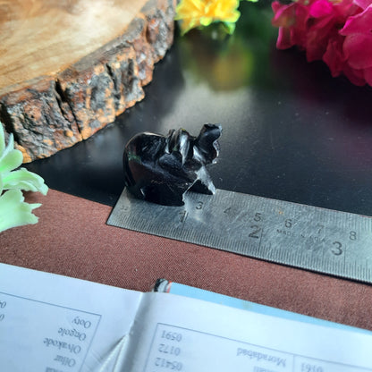1 inch mini elephant crystal figurine-Black-Maitri Export | Crystals Store