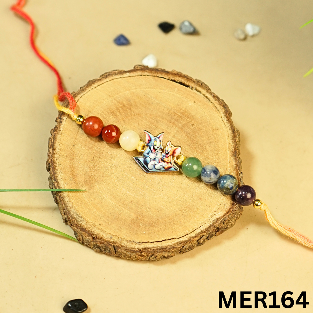 7 chakra stones with kids cartoon charms rakhi.-Tom Jerry No.2 [MER164]-Maitri Export | Crystals Store