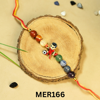 7 chakra stones with kids cartoon charms rakhi.-Football Boy No.2 [MER166]-Maitri Export | Crystals Store