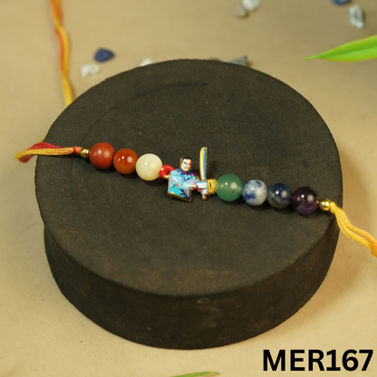 7 chakra stones with kids cartoon charms rakhi.-M.S. Dhoni Cartoon [MER167]-Maitri Export | Crystals Store