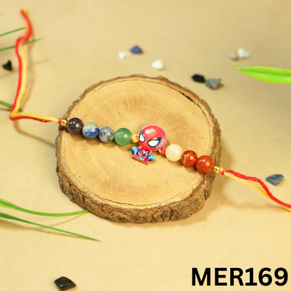 7 chakra stones with kids cartoon charms rakhi.-Spiderman No.2 [MER169]-Maitri Export | Crystals Store