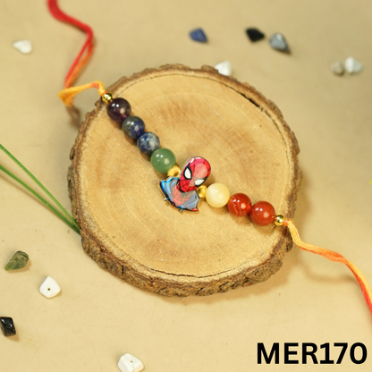 7 chakra stones with kids cartoon charms rakhi.-Spiderman No.3 [MER170]-Maitri Export | Crystals Store