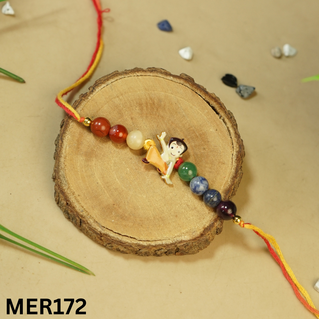 7 chakra stones with kids cartoon charms rakhi.-Chotabheem No.3 [MER172]-Maitri Export | Crystals Store