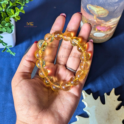 Natural Crystal Healing Stone 12mm Bracelet-Citrine-Maitri Export | Crystals Store