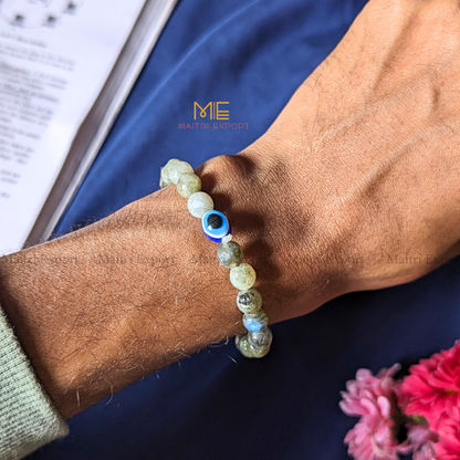 8mm faceted crystal beaded bracelet with evil eye-Maitri Export | Crystals Store