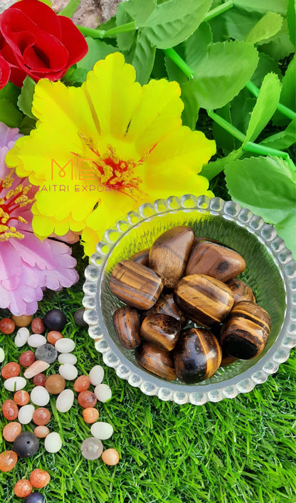 Tiger Eye Natural Crystal Healing Stone Tumble / Pocket Stone-Maitri Export | Crystals Store