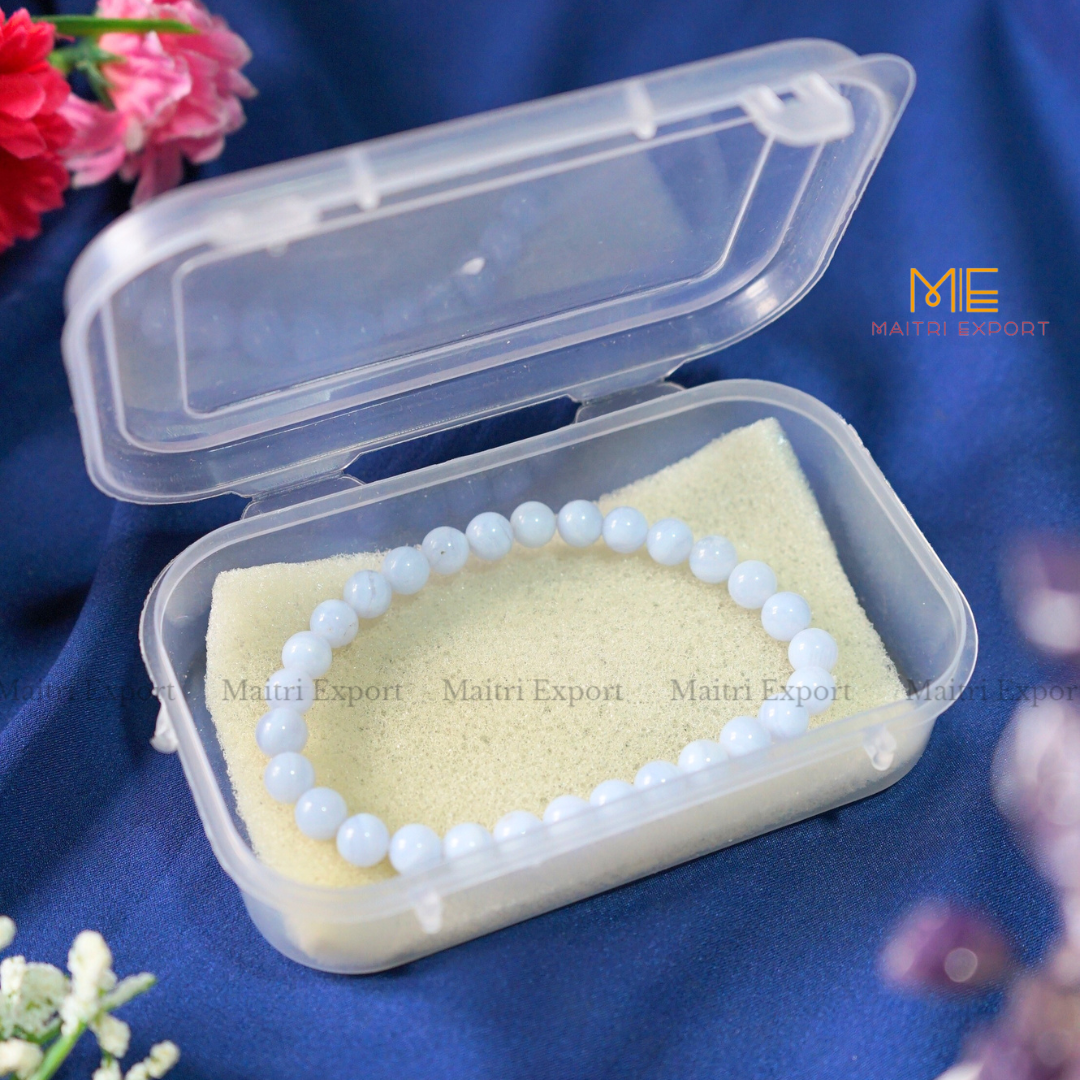 Blue Lace Agate Natural Crystal Healing Bracelet-Maitri Export | Crystals Store