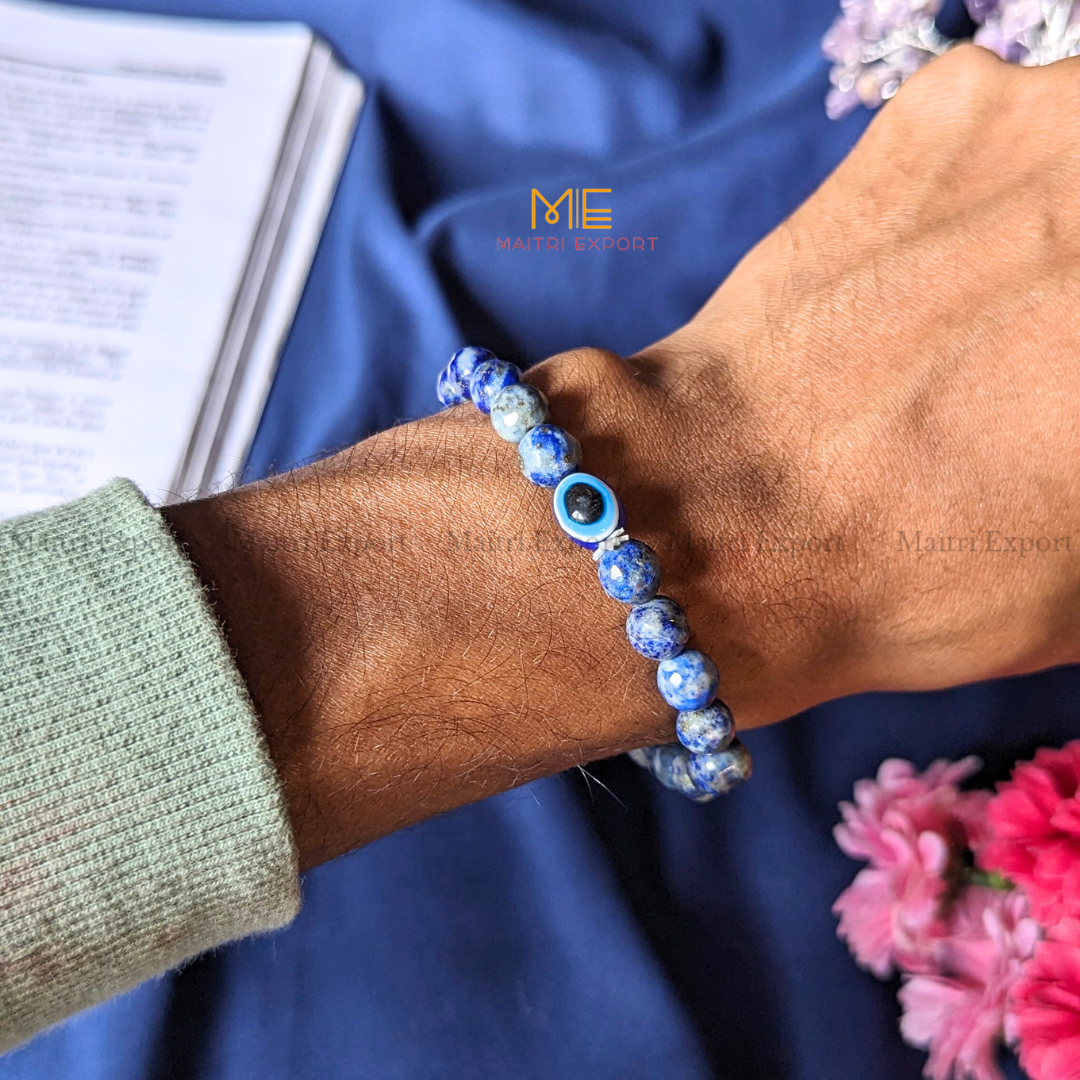 8mm faceted crystal beaded bracelet with evil eye-Maitri Export | Crystals Store